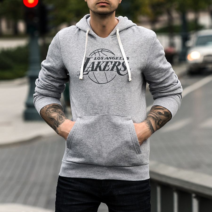 gray lakers hoodie
